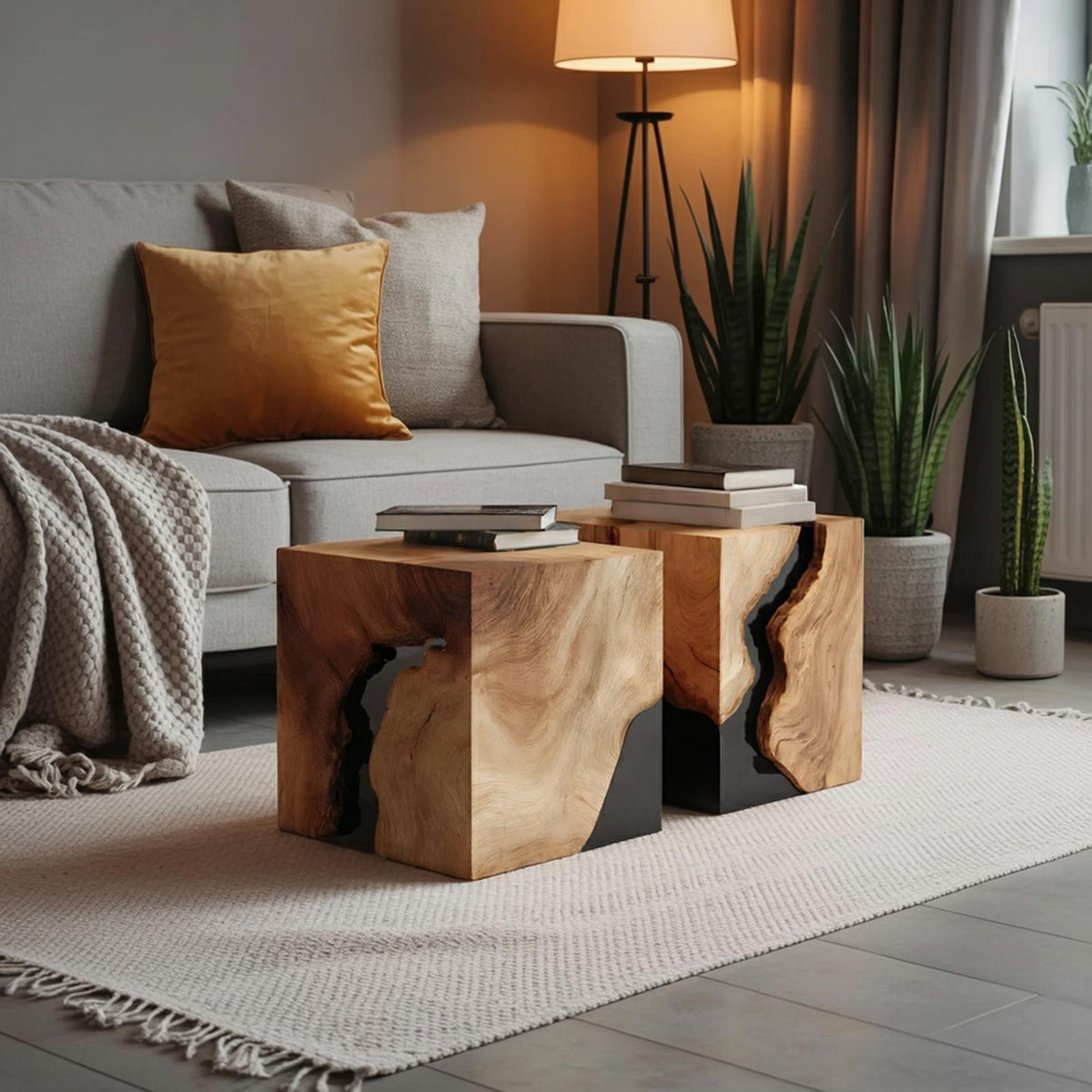 Spry Interior Modern Solid Wood Square Coffee Table, Handcrafted Wooden Center Table for Minimalist Living Room Home Decor, SILDTTNCF035