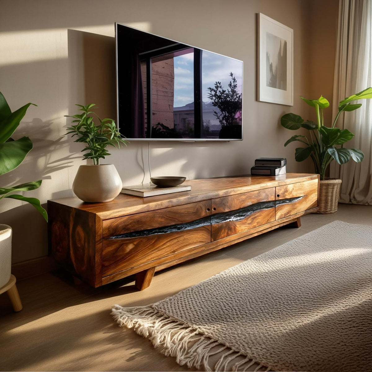 Farmhouse Solid Wood TV Console For Bedroom Design