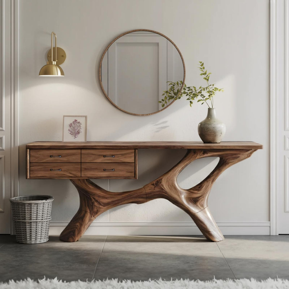 Spry Interior Rustic Live Edge Entryway Console Table, Handcrafted Solid Wood Foyer Accent Table & Bedroom Dressing Vanity, SILDTTNCS021