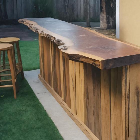 Rustic Live Edge Outdoor Bar Table For Backyard Or Patio