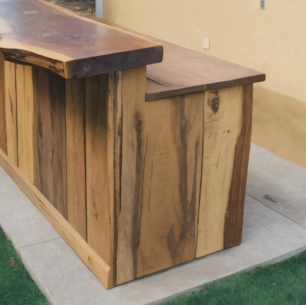 Rustic Live Edge Outdoor Bar Table For Backyard Or Patio