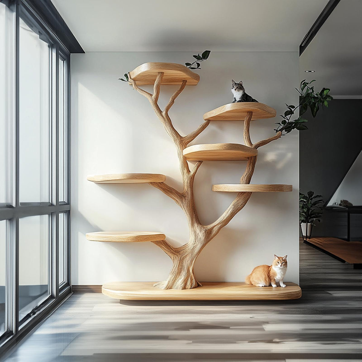Rustic Cat Tree Natural Wood Cat Furniture Handmade Gift Cat SINLTT012