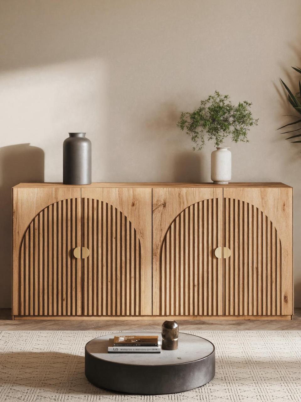 Spry Interior Modern Wood Sideboard with Fluted Arch, Contemporary Buffet Cabinet & Credenza for Dining or Living Room, SITHTTSD004