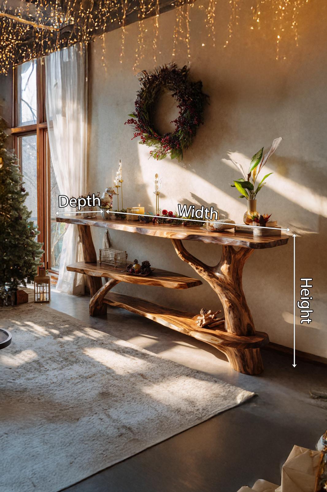 Farmhouse Wooden Console Table, Rustic Solid Wood Entryway Foyer Table, Behind Sofa Table for Living Room