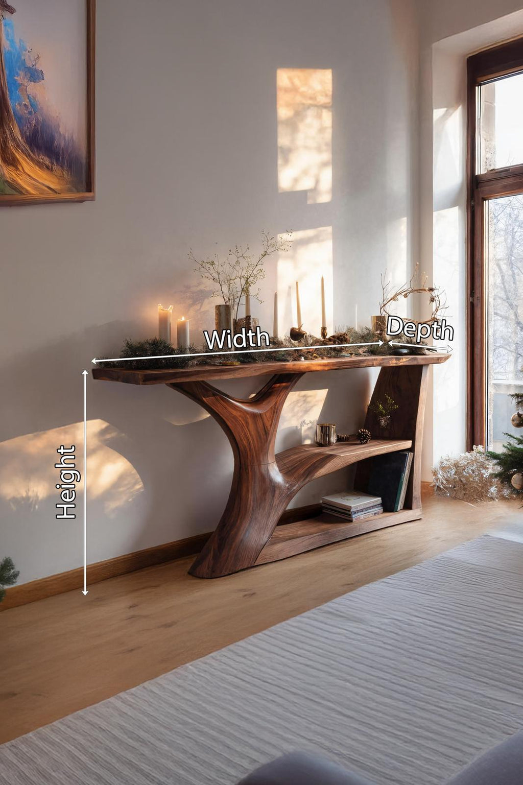Modern Wooden Console Table, Solid Hardwood Entryway Foyer Table, Contemporary Behind Sofa Accent Table