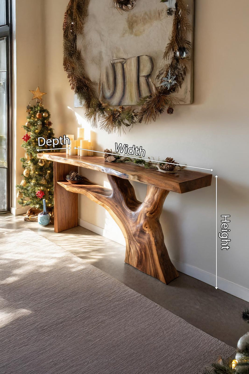 Mid-Century Solid Wood Console Table, Minimalist Hallway Entryway Table, Wooden Behind Sofa Accent Table