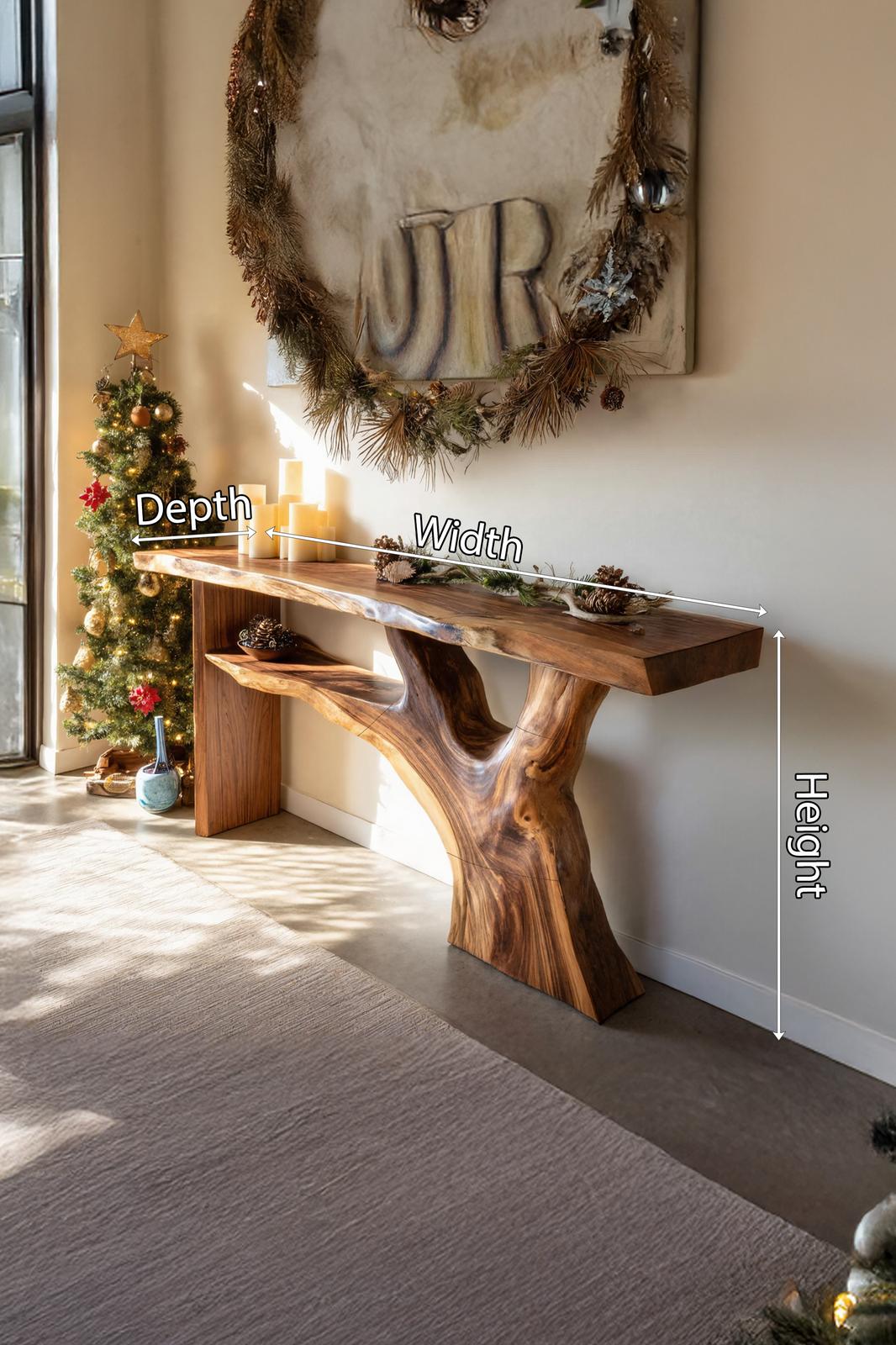 Mid-Century Solid Wood Console Table, Minimalist Hallway Entryway Table, Wooden Behind Sofa Accent Table