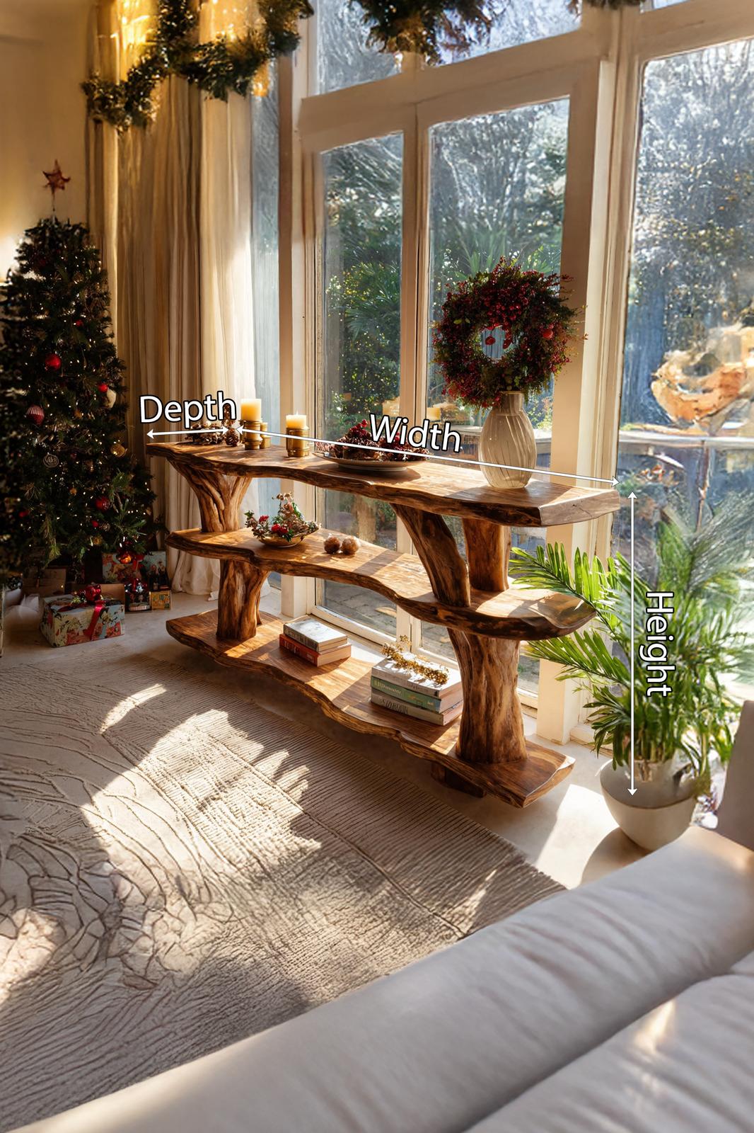 Rustic Live Edge Wooden Console Table, Reclaimed Wood Slab Entryway Table, Foyer Behind Sofa Table