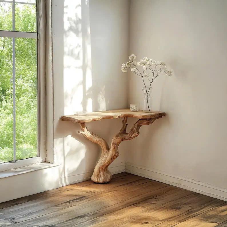Handcrafted Wooden Corner Table Decor Home Gifts
