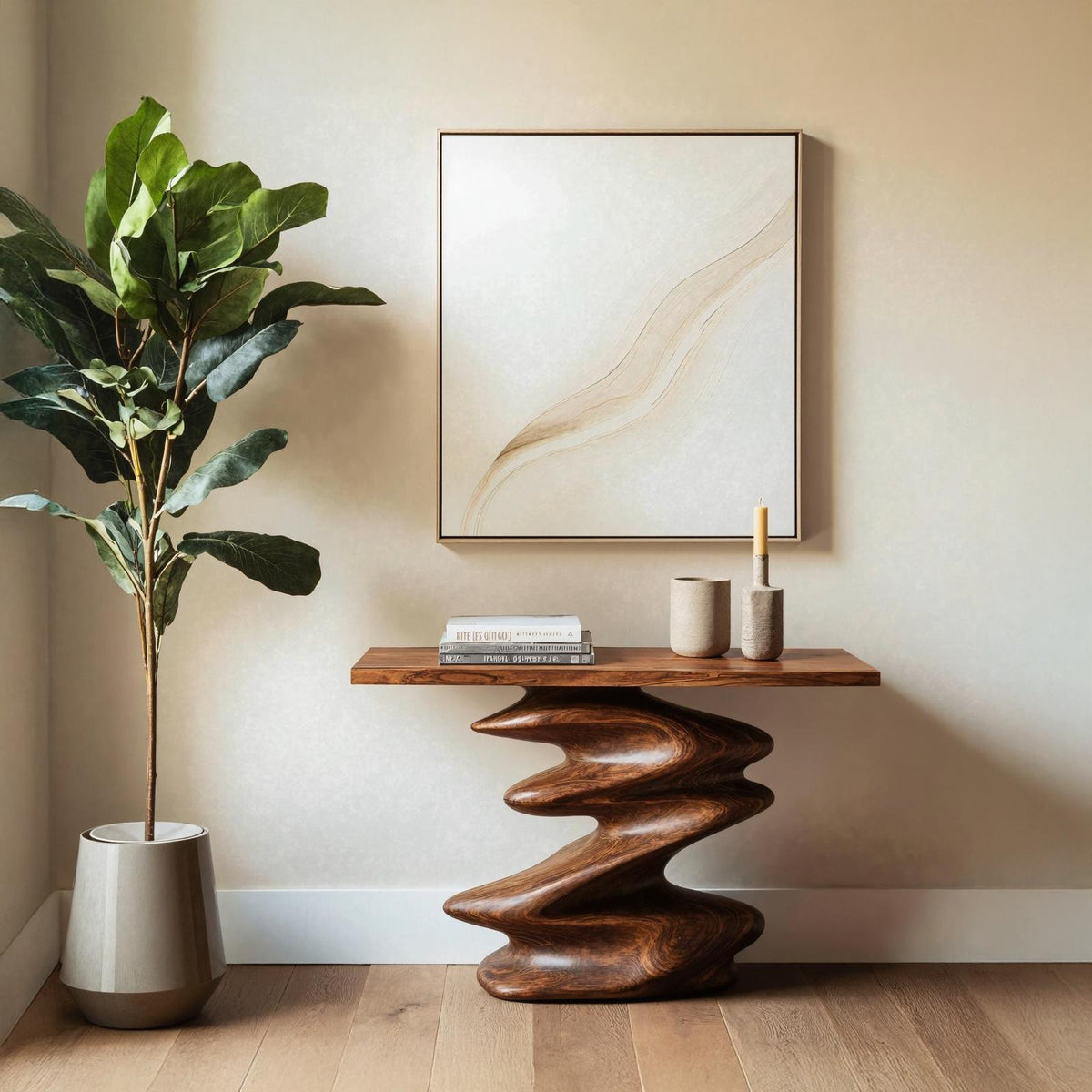 Handcrafted Unique Solid Wood Console Table, Rustic Entryway Accent Table for Hallway, Living Room Decor