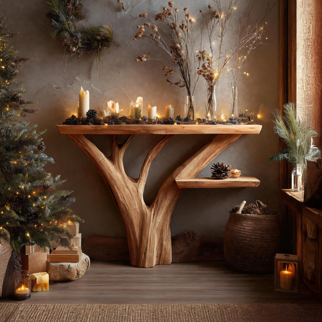 Modern Solid Wood Console Table, Minimalist Entryway Foyer Table, Contemporary Behind Sofa Wood Accent Table
