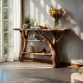 Spry Interior Handcrafted Solid Wood Console Table, Live Edge Slab Entryway Table for Elegant Home Decor, SILDTTNCS067