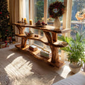 Rustic Live Edge Wooden Console Table, Reclaimed Wood Slab Entryway Table, Foyer Behind Sofa Table