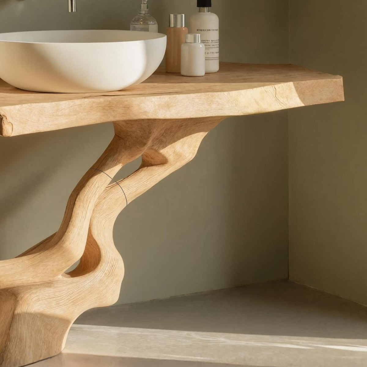 Rustic Solid Wood Bathroom Vanity, Handcrafted Single Sink Storage Cabinet Console for Country Bathroom
