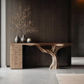 Handcrafted Solid Wood Dressing Table For Living Room Rustic Accent