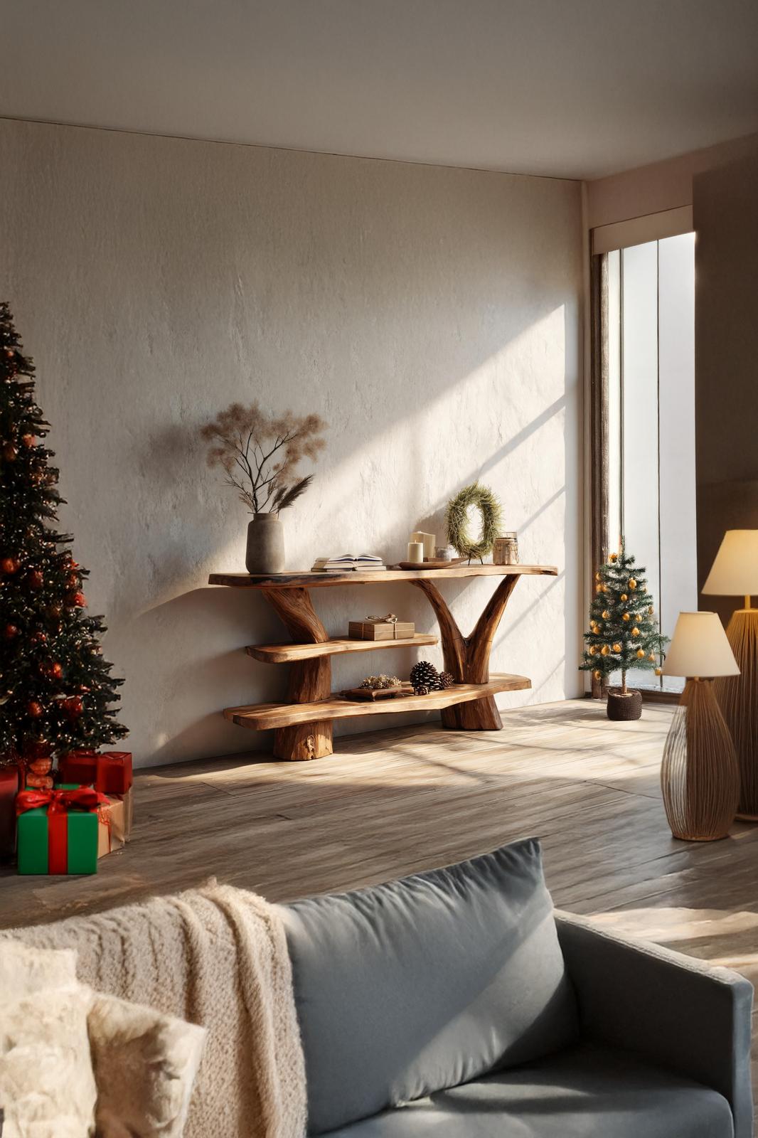 Handcrafted Solid Wood Console Table, Rustic Entryway Table, Behind Sofa Accent Table for Living Room & Bedroom