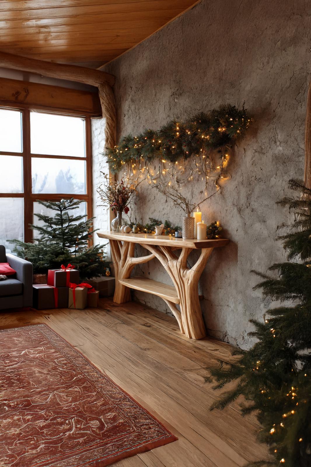 Farmhouse Solid Wood Console Table, Rustic Entryway Foyer Table, Behind Sofa Wood Display Table for Living Room