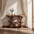 Spry Interior Farmhouse Live Edge Console Table, Solid Wood Slab Entryway Table for Country Rustic Home Decor, SILDTTNCS042