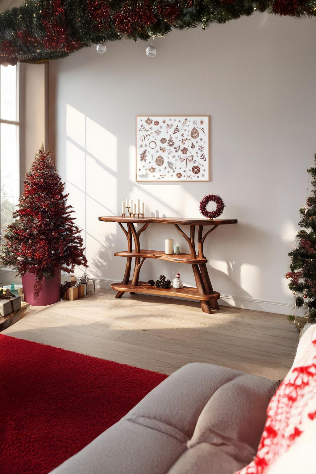 Modern Live Edge Wooden Console Table, Solid Slab Foyer Table, Minimalist Hallway Entryway Table for Living Room