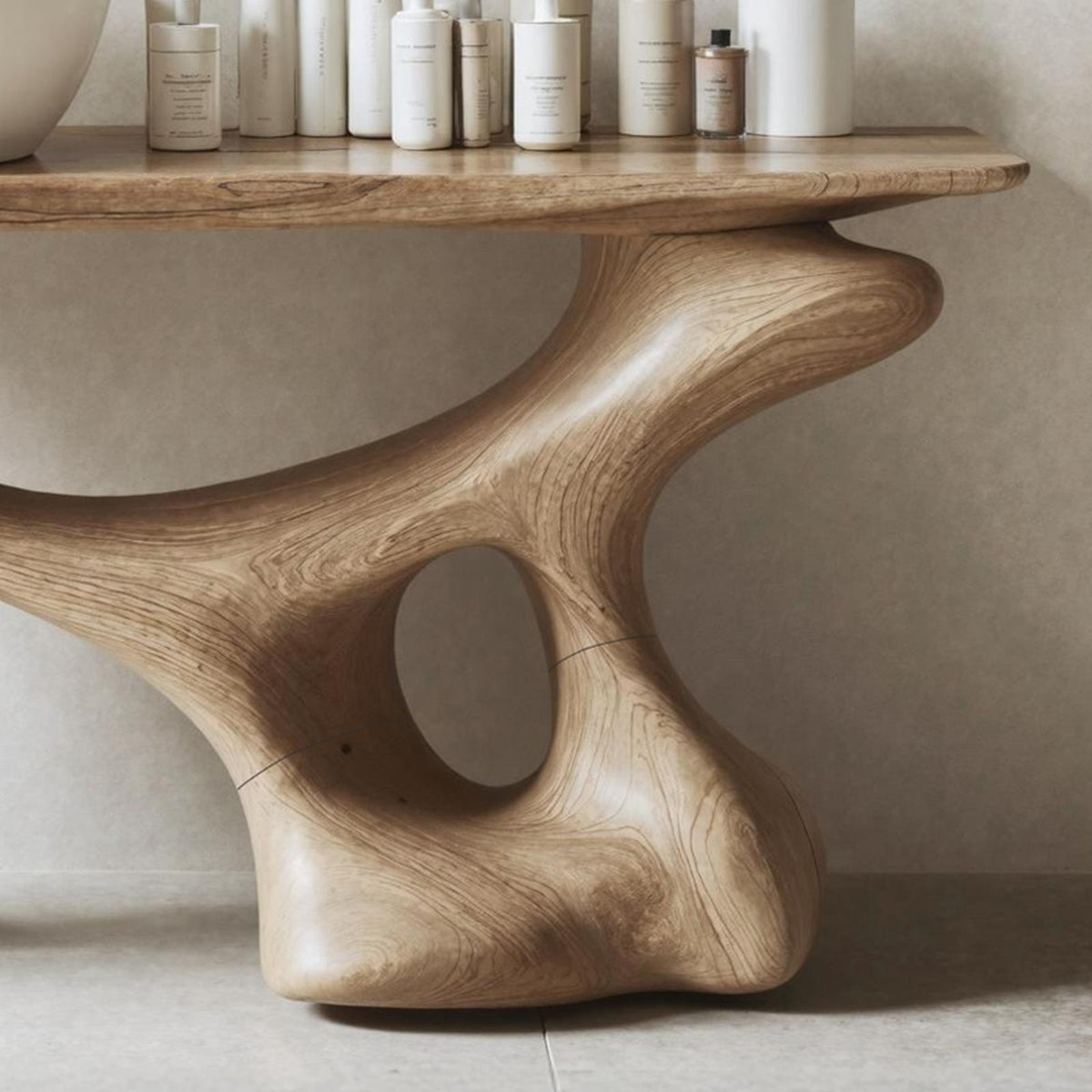 Spry Interior Handcrafted Solid Wood Bathroom Vanity, Modern Single Sink Storage Cabinet Console for Organic Home Look, SILDTTNBRV014