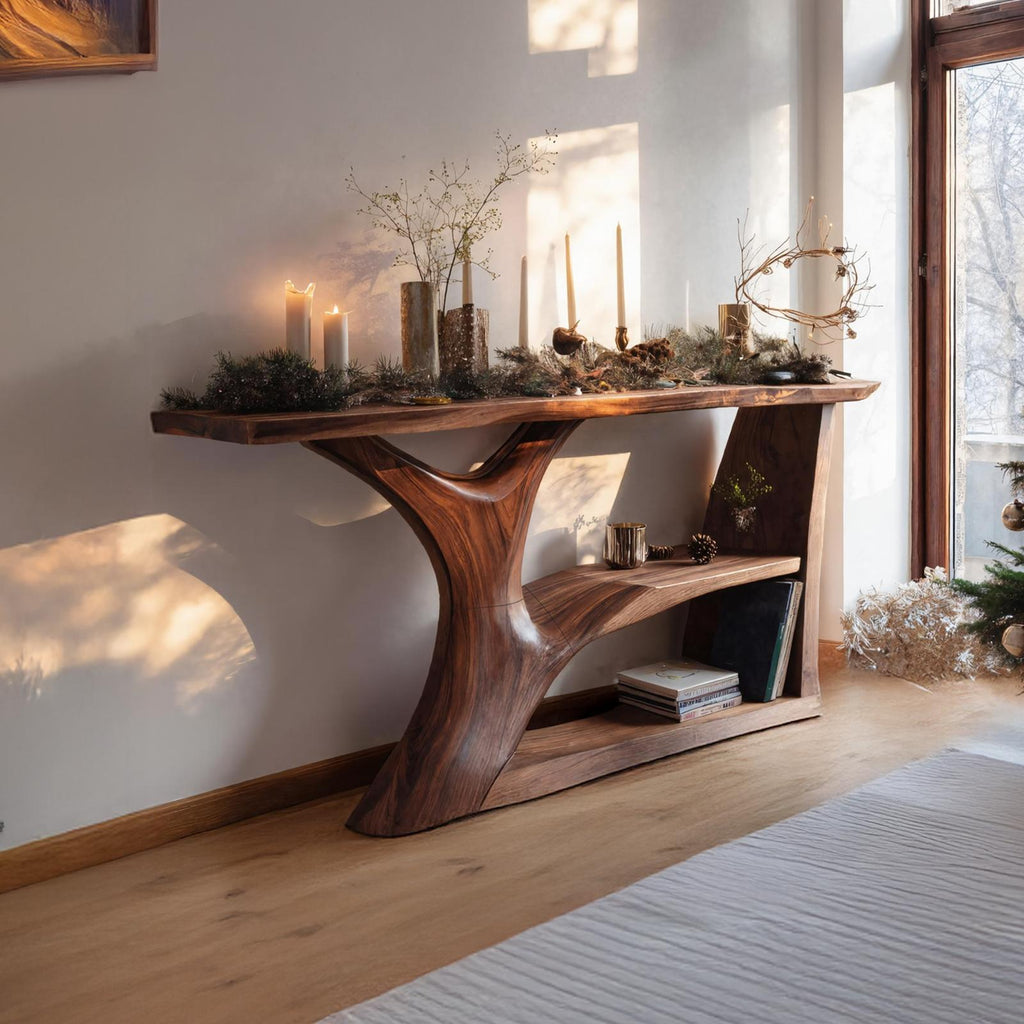 Modern Wooden Console Table, Solid Hardwood Entryway Foyer Table, Contemporary Behind Sofa Accent Table