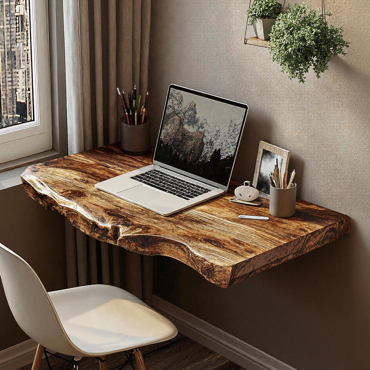 Farmhouse Solid Wood Floating Desk For Nature Inspired Home Styling