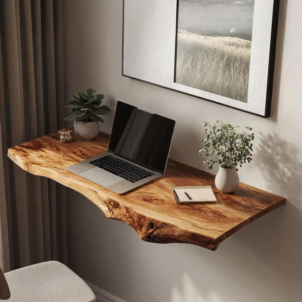 Farmhouse Solid Wood Floating Desk For Relaxed Home Environment