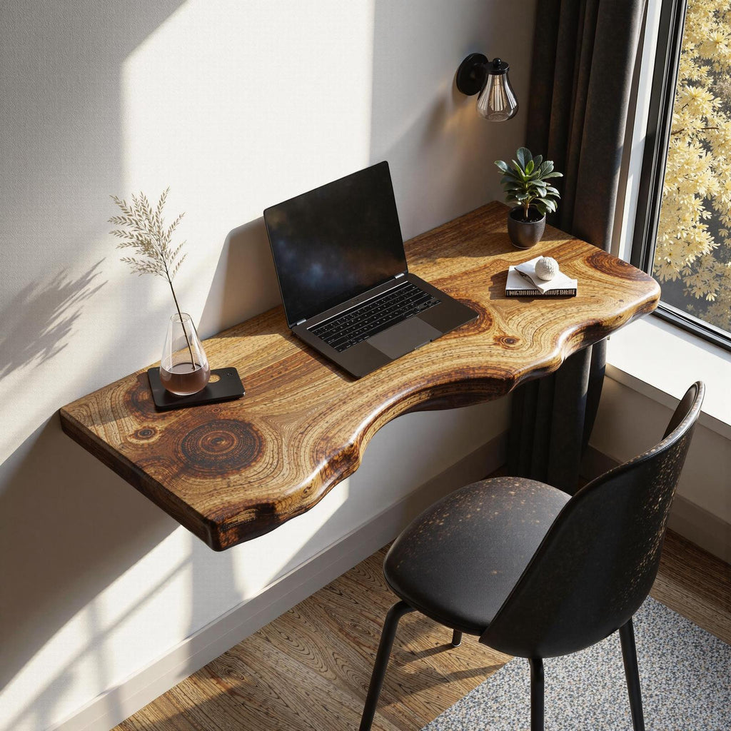 Rustic Solid Wood Floating Desk For Bedroom Furniture
