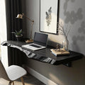 Rustic Solid Wood Floating Table, Space-Saving Wall-Mounted Bedside Desk & Vanity for Bedroom
