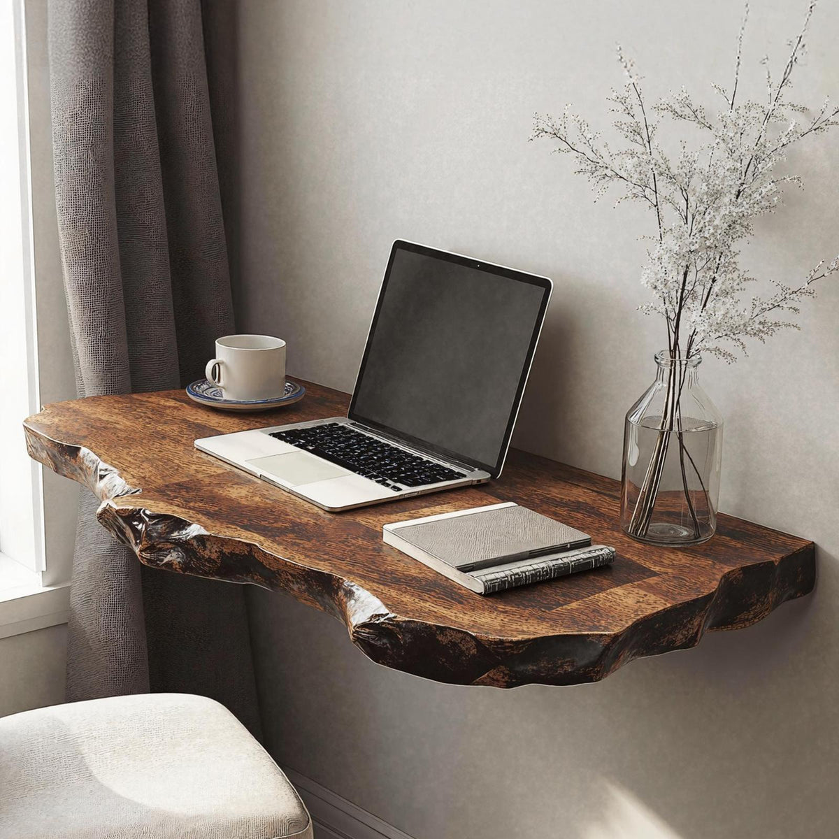 Vintage Wooden Floating Table For Timeless Living Room Beauty