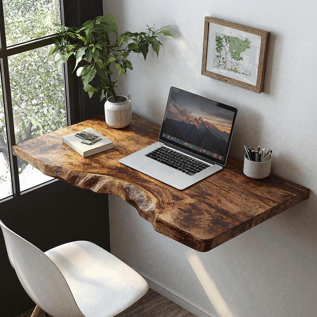 Mid Century Solid Wood Floating Desk For Creative Workspaces
