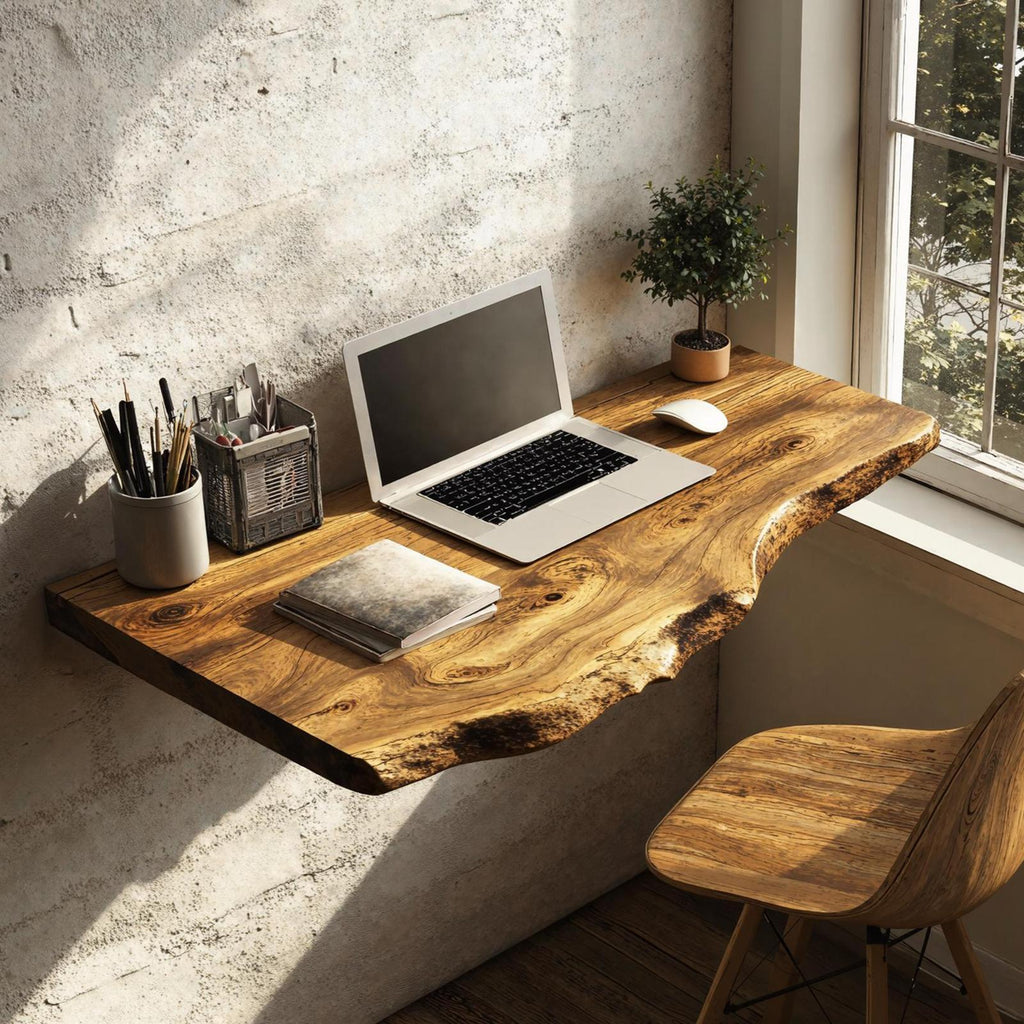 Mid Century Solid Wood Floating Desk For Smart Furniture Arrangement