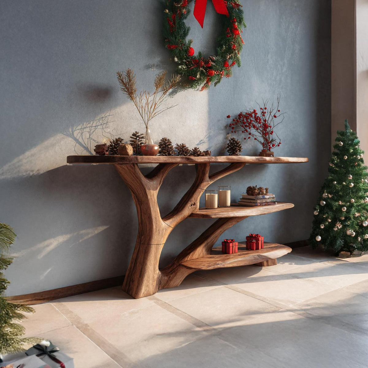 Handcrafted Live Edge Entryway Table, Solid Wood Slab Console Table, Modern Hallway Accent Table for Living Room