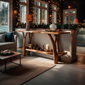 Mid-Century Live Edge Wooden Console Table, Modern Slab Entryway Table, Solid Hardwood Hallway Sofa Table