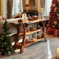Mid-Century Live Edge Wooden Console Table, Sleek Slab Entryway Table, Solid Timber Foyer Table for Bedroom