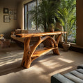 Mid Century Wooden Live Edge Console Table For Entryway Design