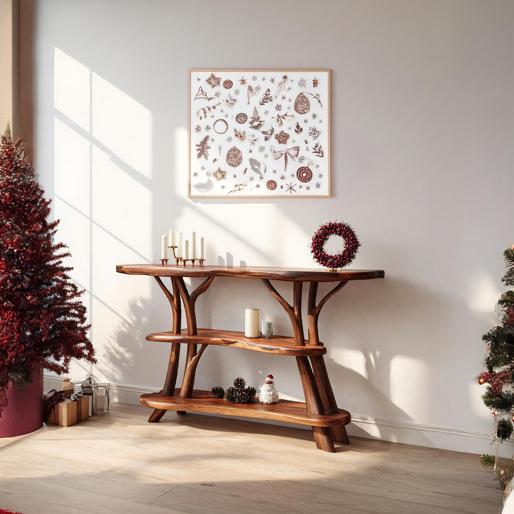 Modern Live Edge Wooden Console Table, Solid Slab Foyer Table, Minimalist Hallway Entryway Table for Living Room