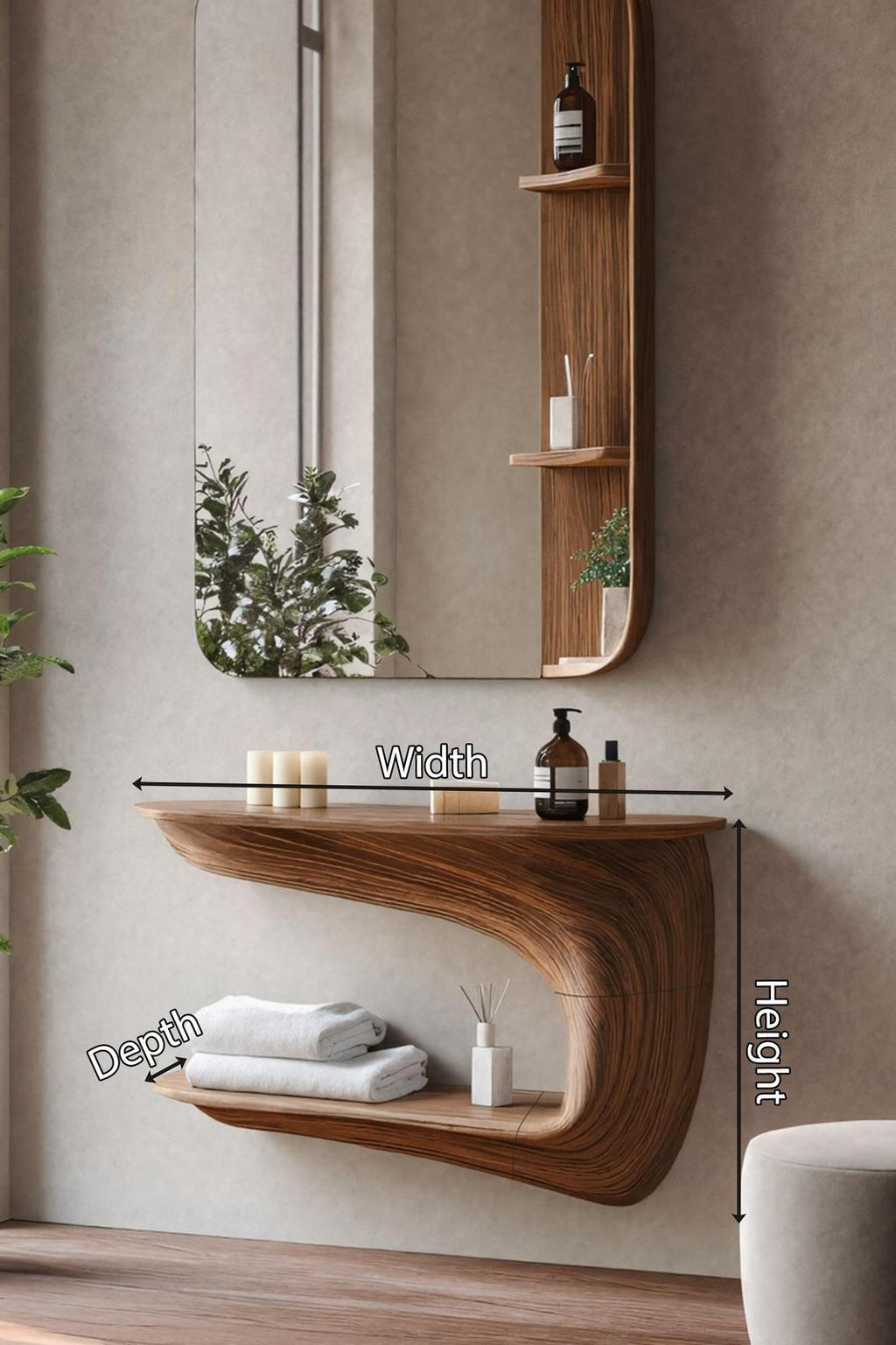 Handcrafted Solid Wood Vanity, Makeup Dressing Table, Bedroom Vanity Desk with Drawer & Storage Console