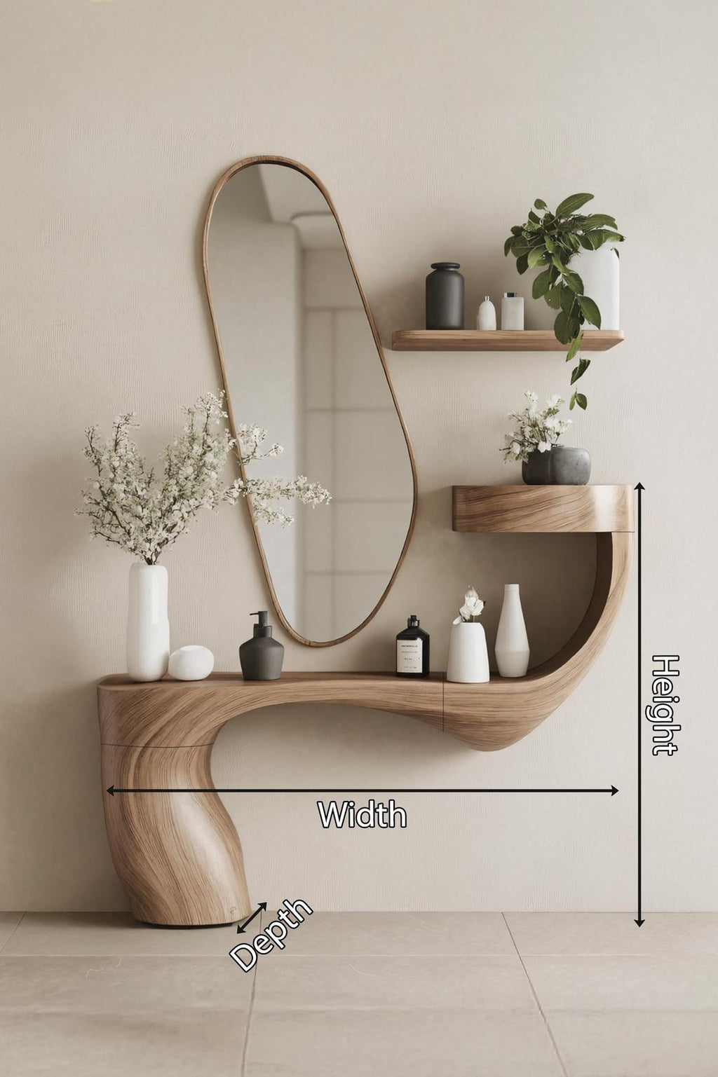 Farmhouse Live Edge Vanity, Solid Wood Floating Bathroom Vanity Shelf, Rustic Wood Sink Countertop