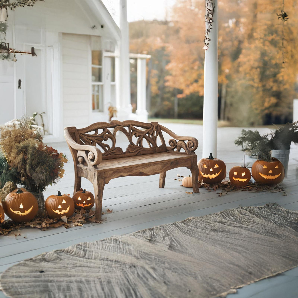 Spry Interior Handcrafted Live Edge Outdoor Bench, Solid Wood Garden Park Bench, Rustic Farmhouse Patio & Deck Seating Furniture, SILDTTNHOB025