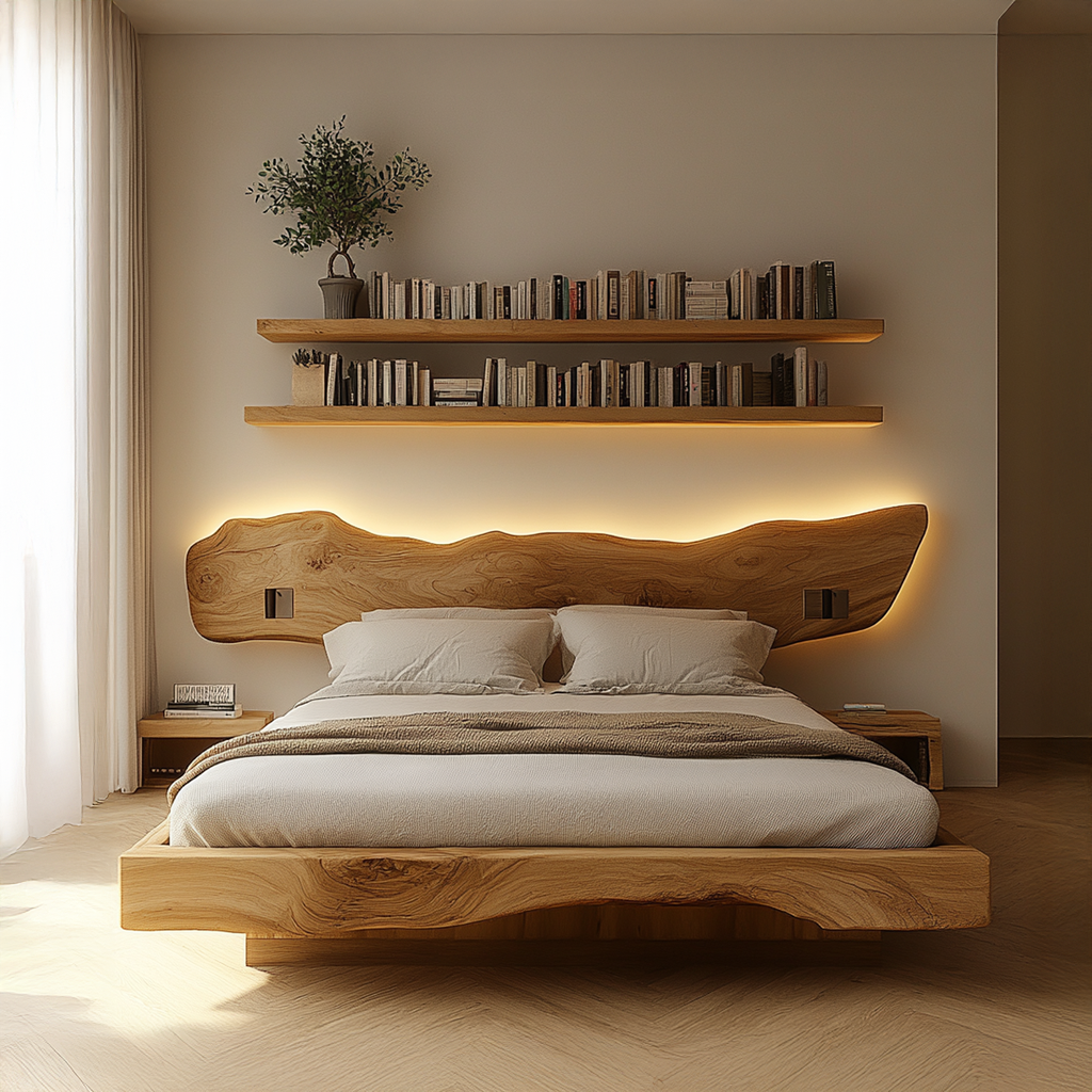 Wooden Bed Frame Custom Home Decor Gifts SINLWB011