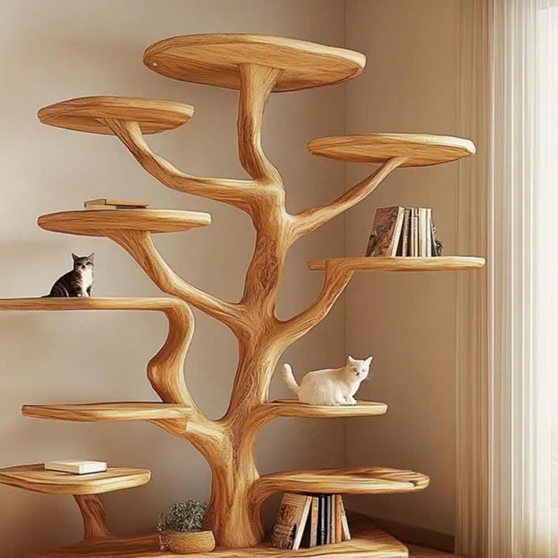 Unique Cat Shelf Wall Natural Living Room Decor Room Perfect Pet Gift