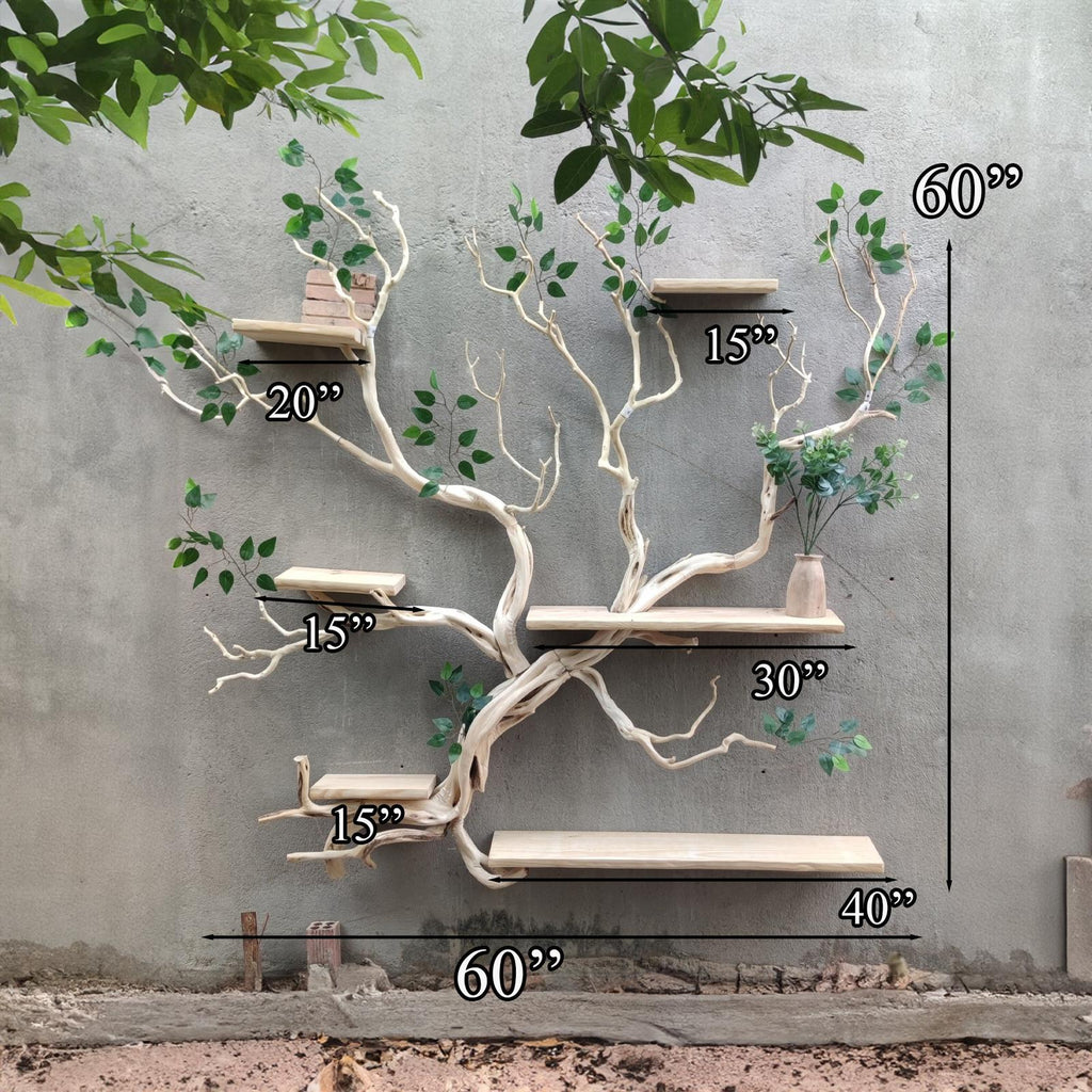 Tree Branch Floating Shelf Solid Wood Carving