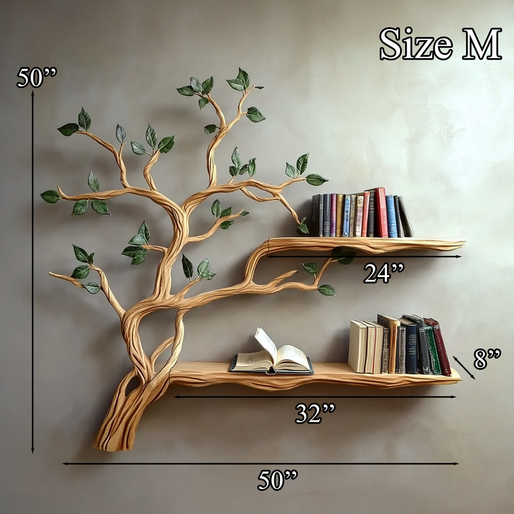 Rustic Branch Floating Shelf Custom Bookcase