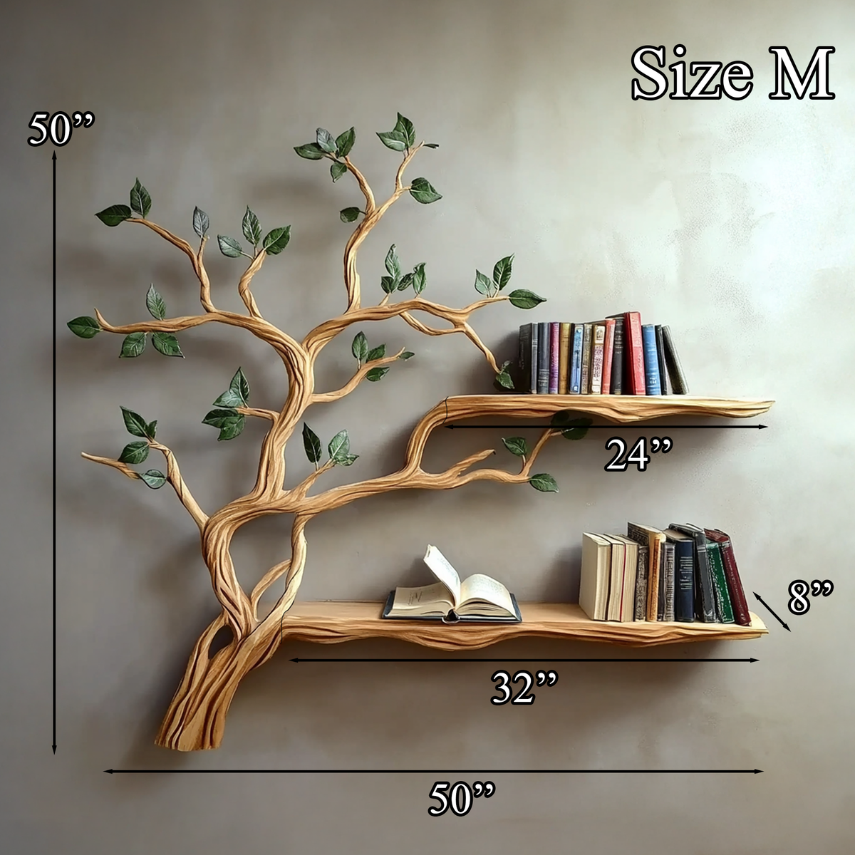 Rustic Branch Floating Shelf Custom Bookcase