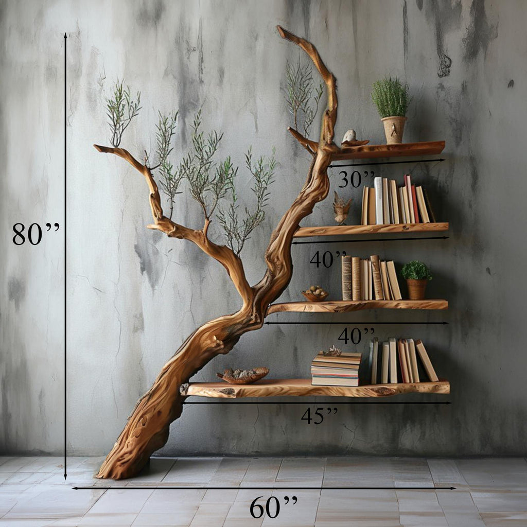 Tree Branch Shelf Solid Wood Bookcase