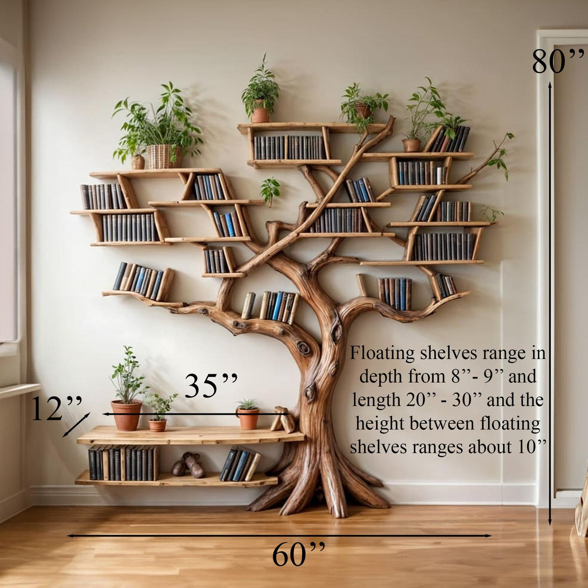 Tree Bookshelf Solid Wood Bookcase