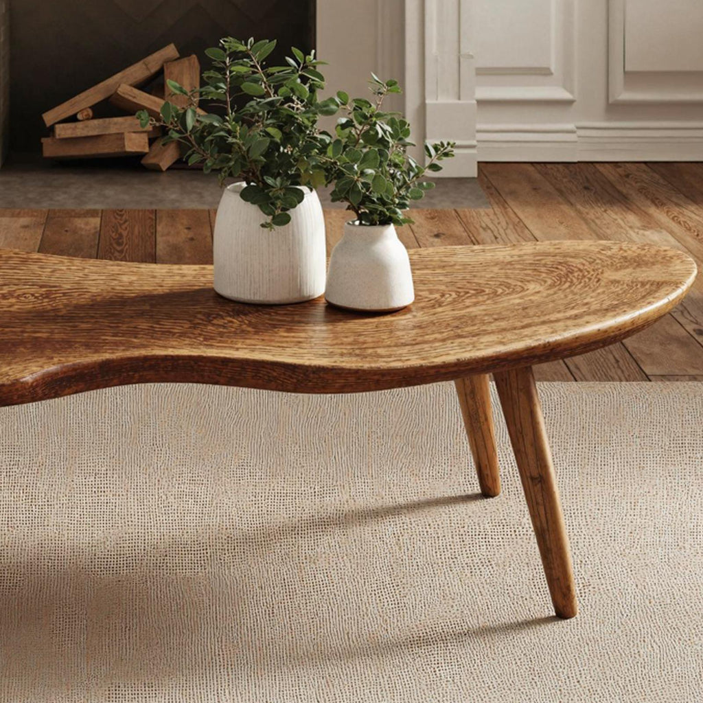 Spry Interior Handcrafted Wood Coffee Table, Rustic Solid Wood Live Edge Central Table for Unique Living Room Decor, SILDTCF064
