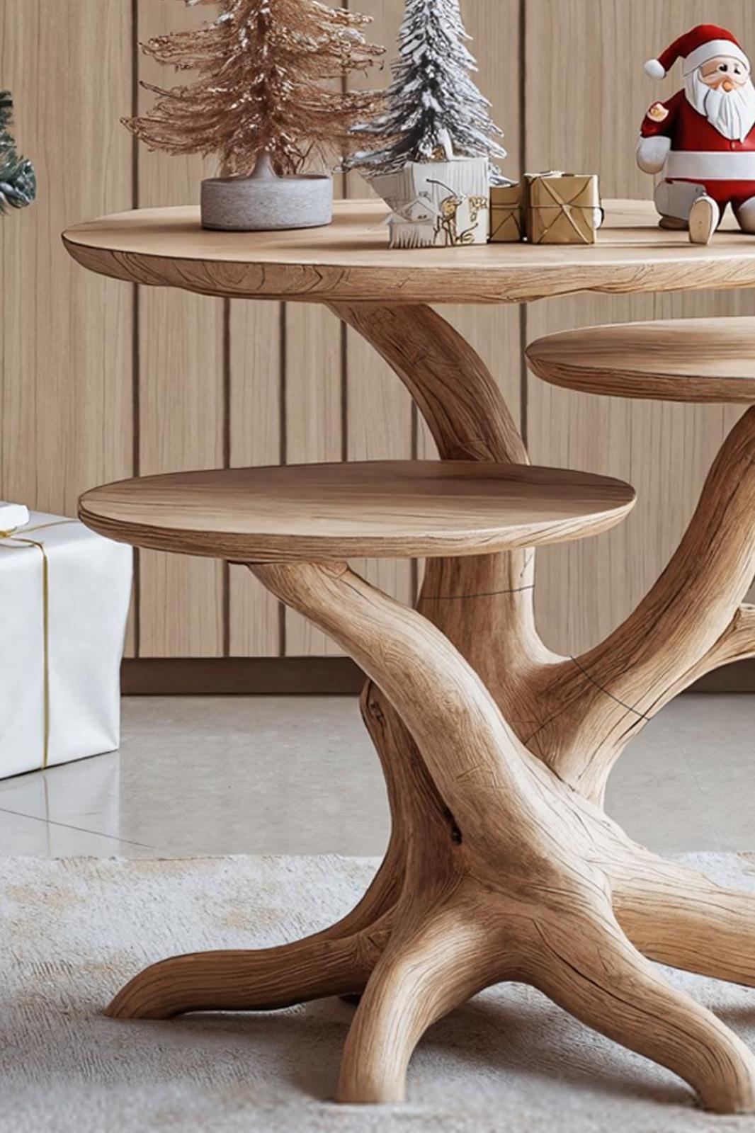 Handcrafted Wooden End Table, Natural Grain Side Accent Table, Rustic Solid Timber Nightstand for Living Room