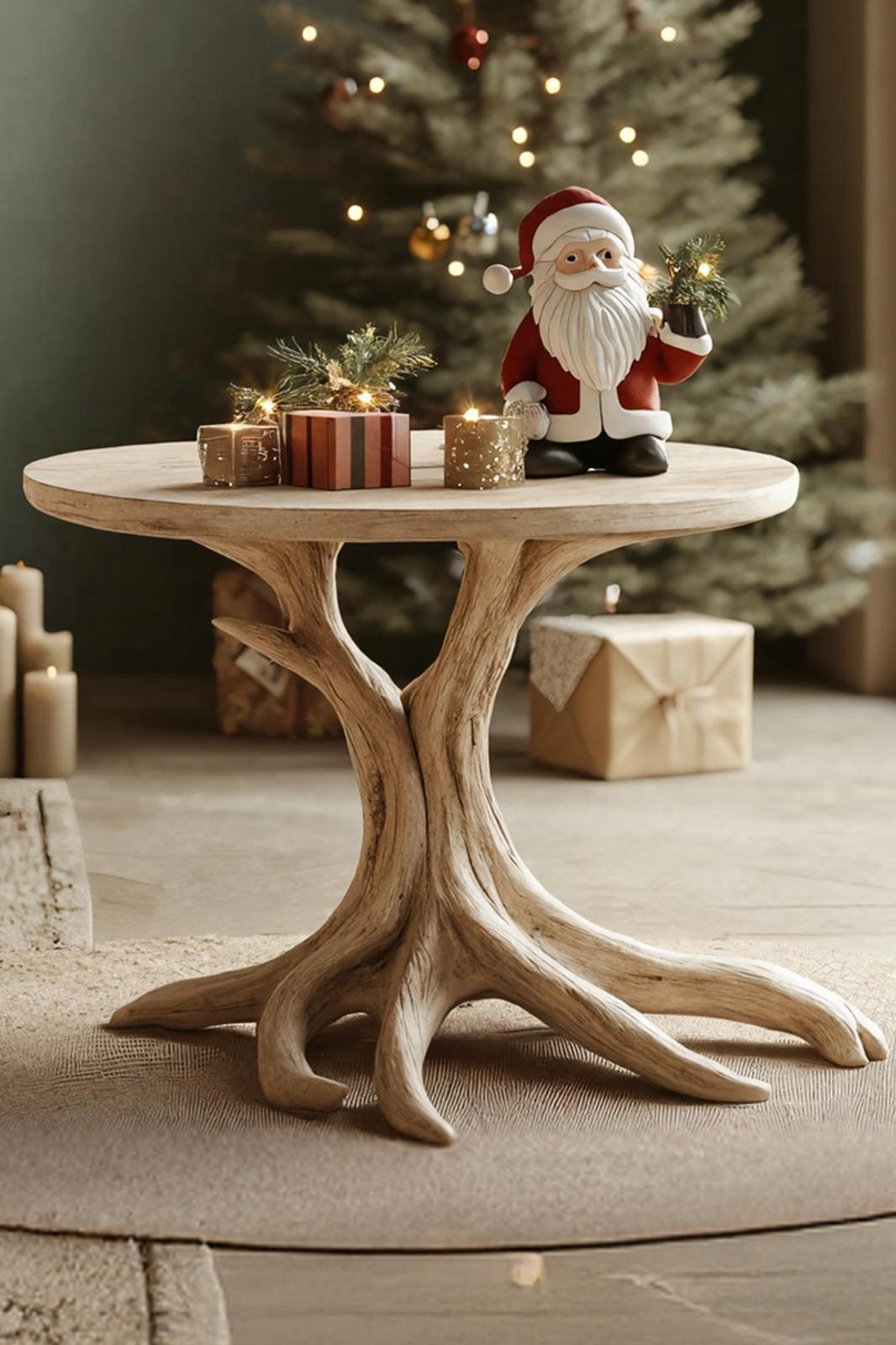 Rustic Round End Table, Solid Wood Circular Side Table, Farmhouse Entryway Accent Stand & Bedroom Nightstand